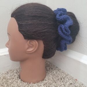 Blue Knit Hair Scrunchie